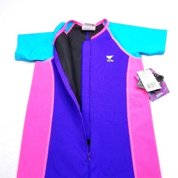 TYR Girls Solid Colorblock Thermal Swimsuit - Size 9/10 - NWT - Picture 2 of 6